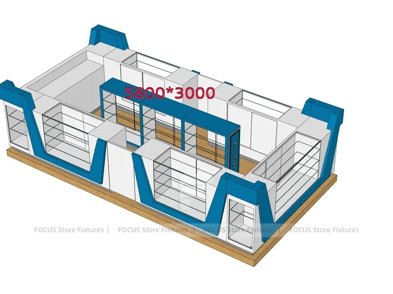 Blue White Phone Good Store 3D Layout