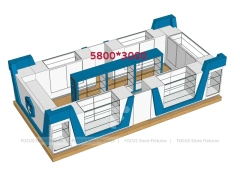 Blue White Phone Good Store 3D Layout