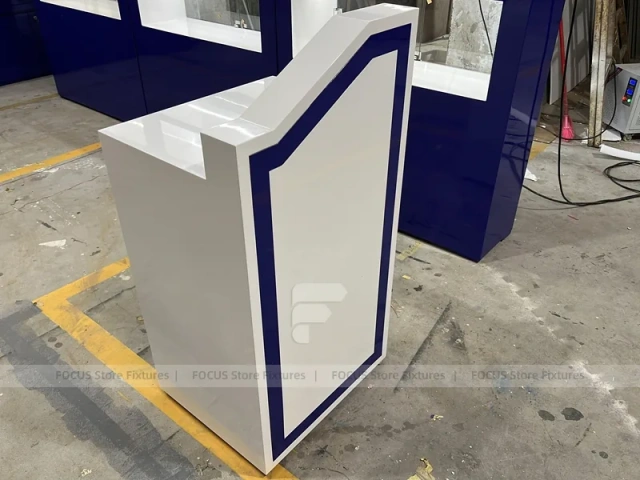 Blue White Rounded Mobile Phone Slatwall Display