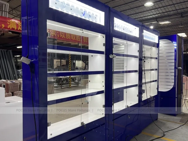 Blue White Rounded Mobile Phone Slatwall Display