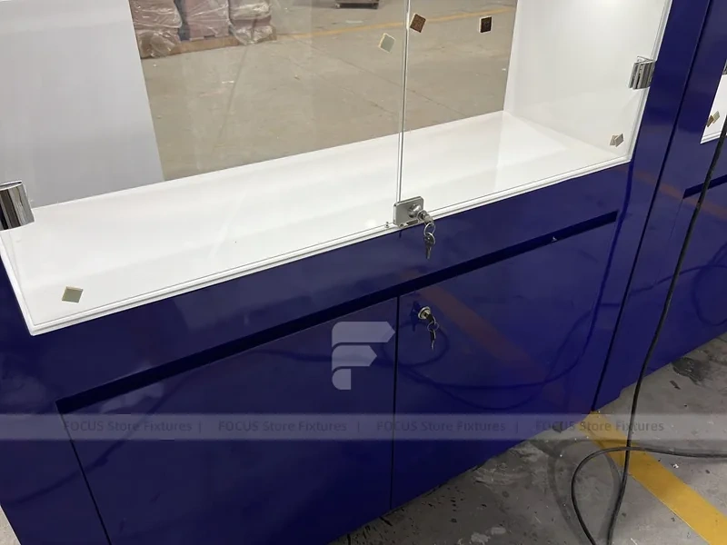 Blue White Rounded Mobile Phone Slatwall Display