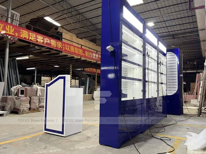 Blue White Rounded Mobile Phone Slatwall Display