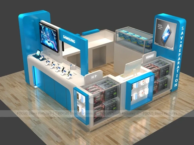 Blue White Save Repair Mobile Kiosk Design