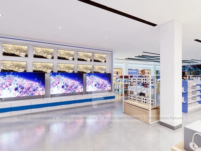 Blue Wood Mobile Accessories Store Interior