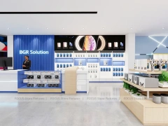 Blue Wood Mobile Accessories Store Interior