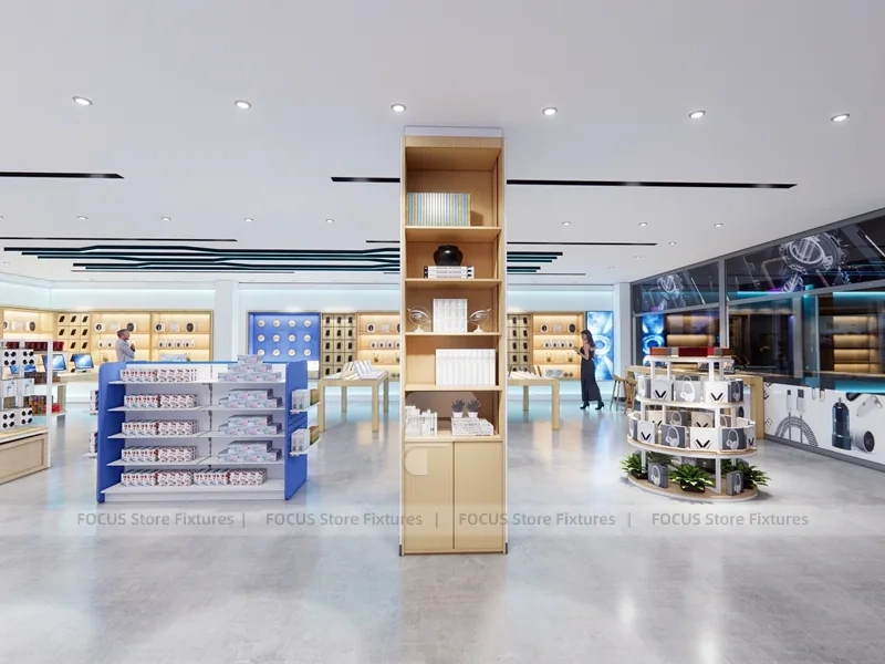 Blue Wood Mobile Accessories Store Interior