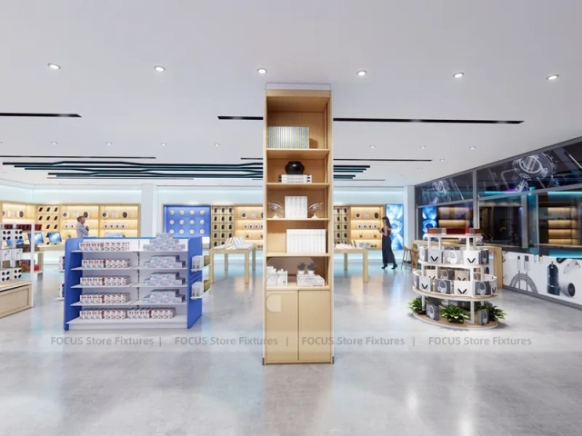 Blue Wood Mobile Accessories Store Interior