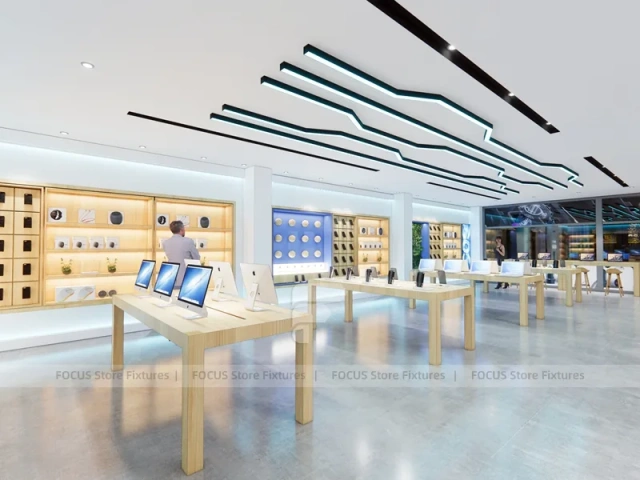 Blue Wood Mobile Accessories Store Interior