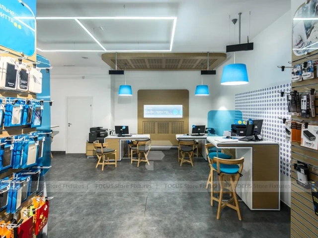 Blue Yellow Mobile Phone Retail Interior