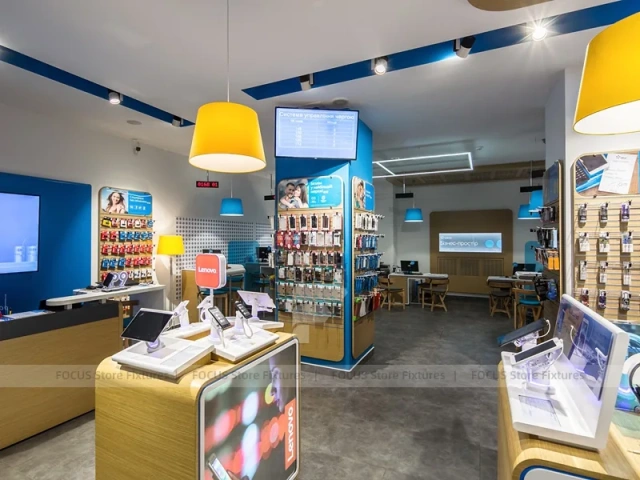 Blue Yellow Mobile Phone Retail Interior
