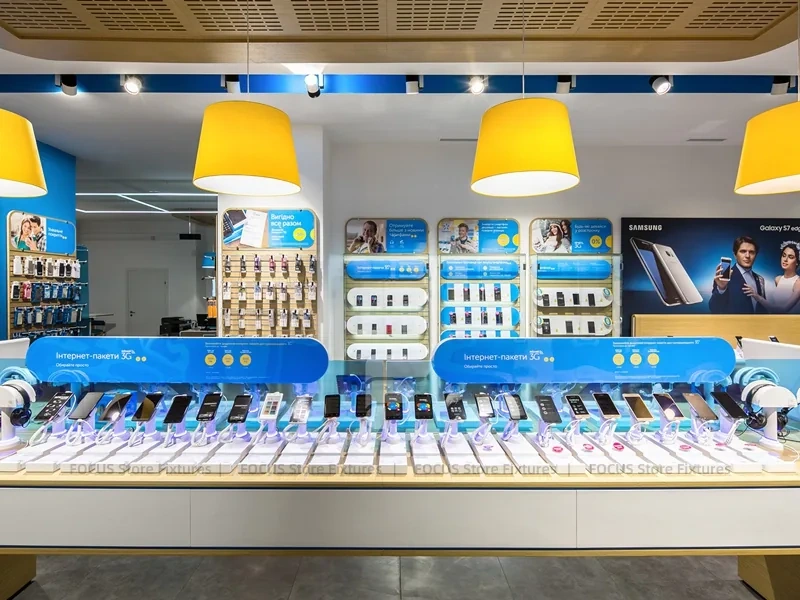 Blue Yellow Mobile Phone Store Counter