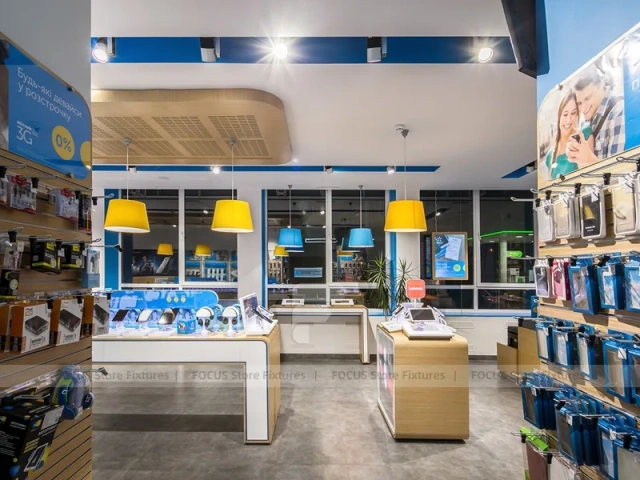 Blue Yellow Mobile Phone Store Counter