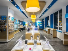 Blue Yellow Mobile Phone Store Counter
