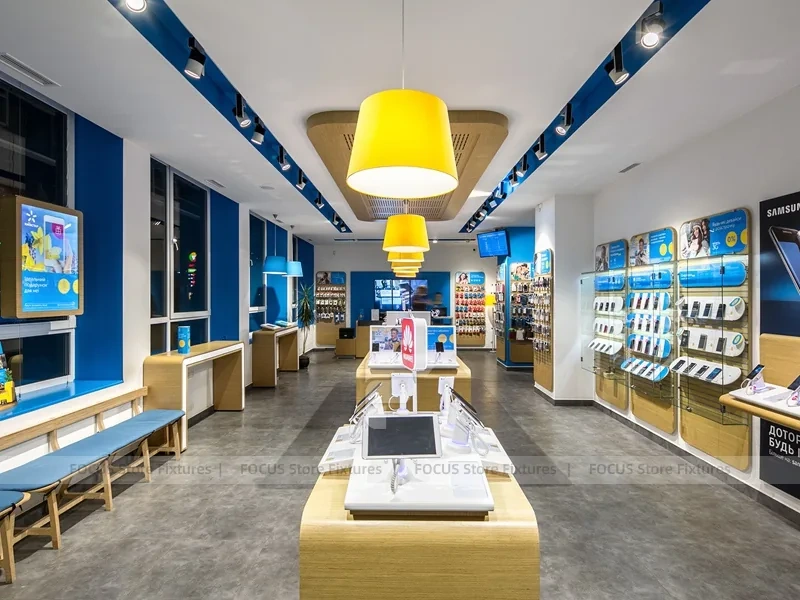 Blue Yellow Mobile Phone Store Counter