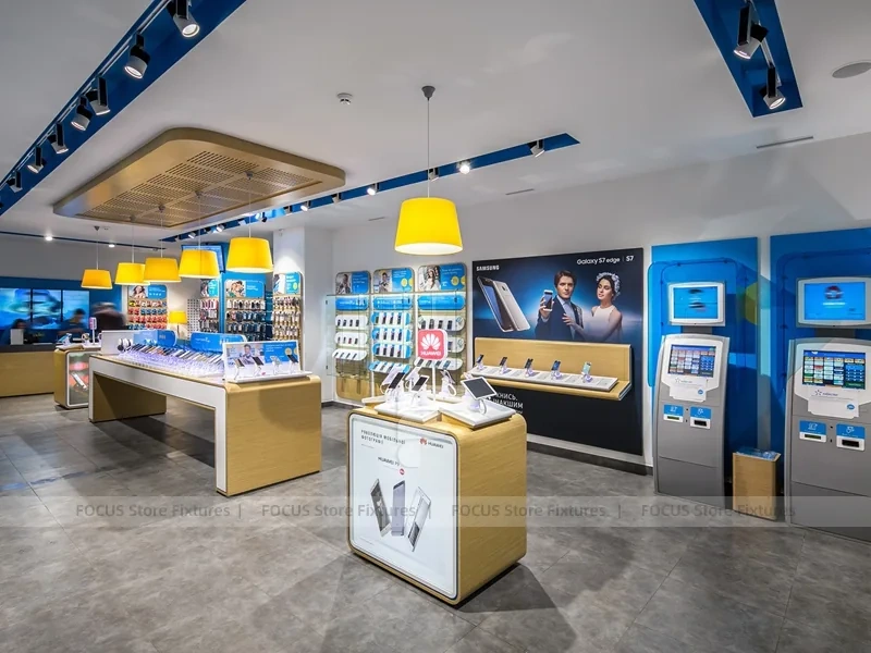 Blue Yellow Mobile Phone Store Counter
