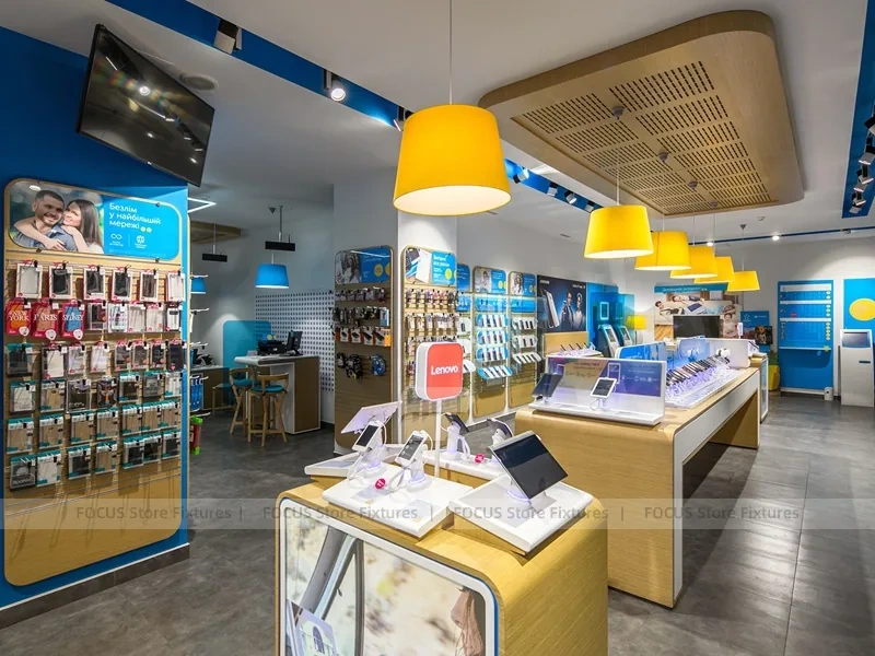 Blue Yellow Mobile Phone Store Counter