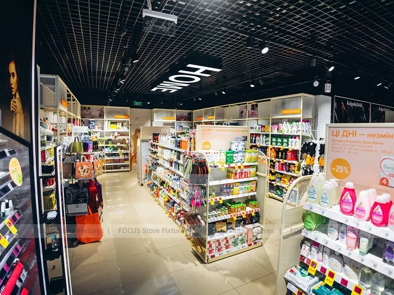 Bright Perfume Wall Display Store with LED Shelving