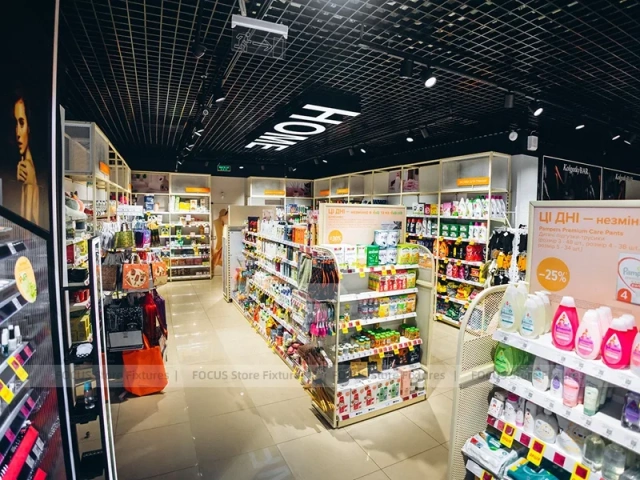 Bright Perfume Wall Display Store with LED Shelving