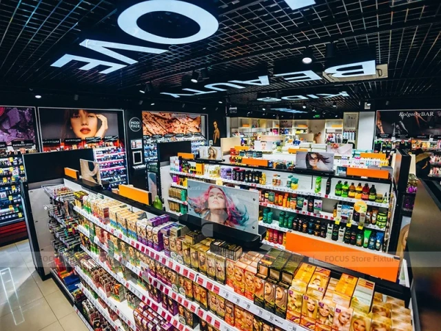 Bright Perfume Wall Display Store with LED Shelving