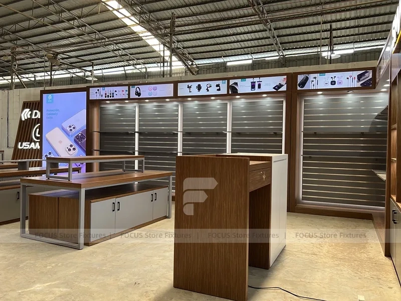 Brown Smart Mobile Phone Store Fixture