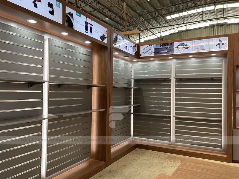 Brown Smart Mobile Phone Store Fixture