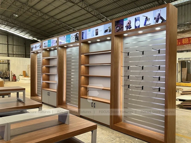 Brown Smart Mobile Phone Store Fixture
