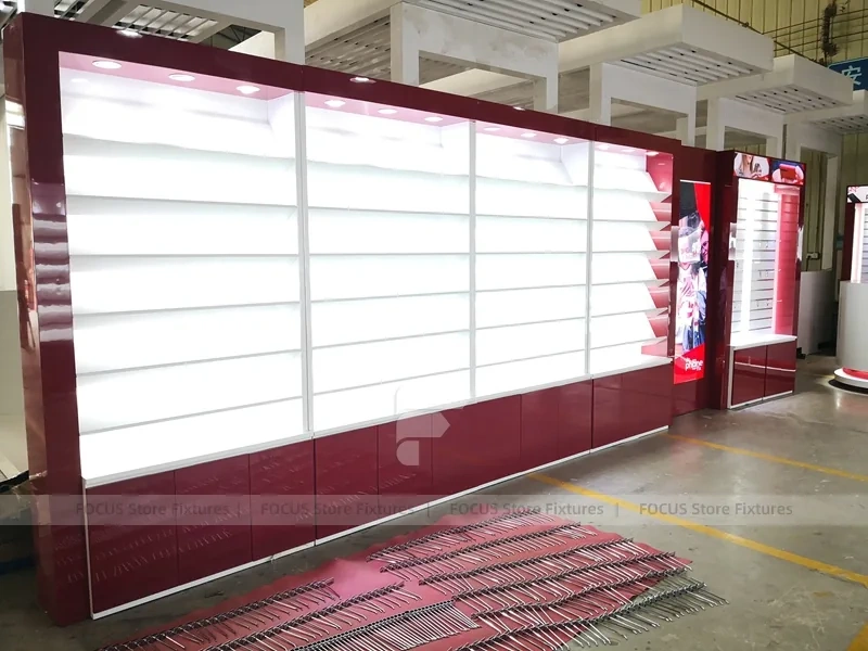 Burgundy Backlit Mobile Phone Wall Display