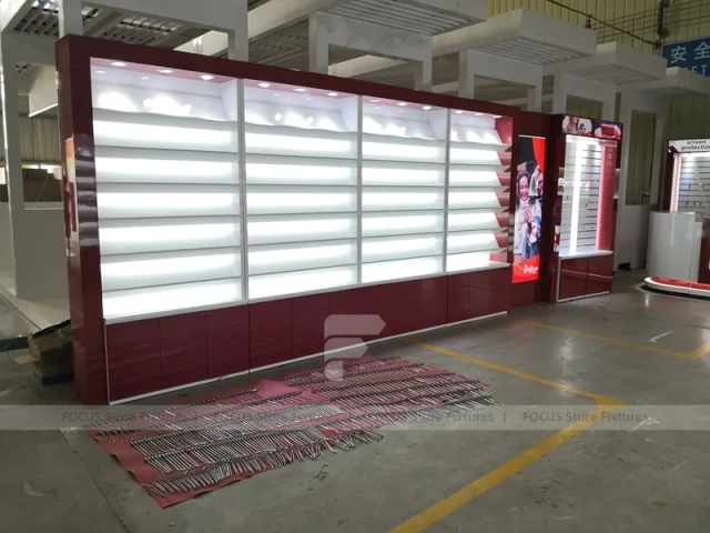 Burgundy Backlit Mobile Phone Wall Display