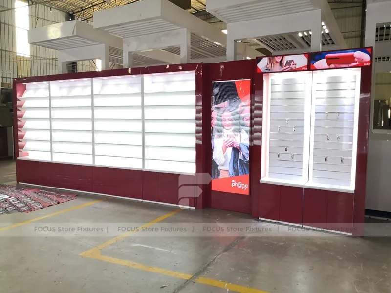 Burgundy Backlit Mobile Phone Wall Display
