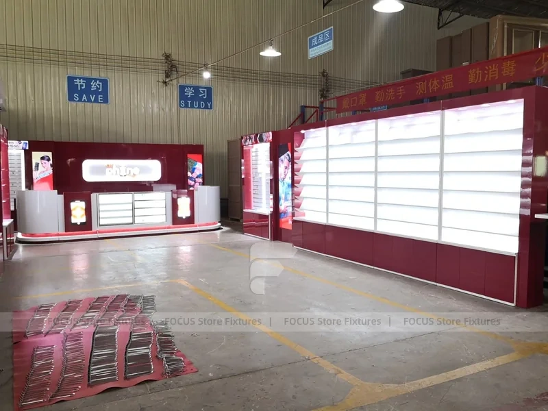 Burgundy Backlit Mobile Phone Wall Display