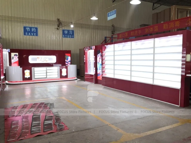 Burgundy Backlit Mobile Phone Wall Display