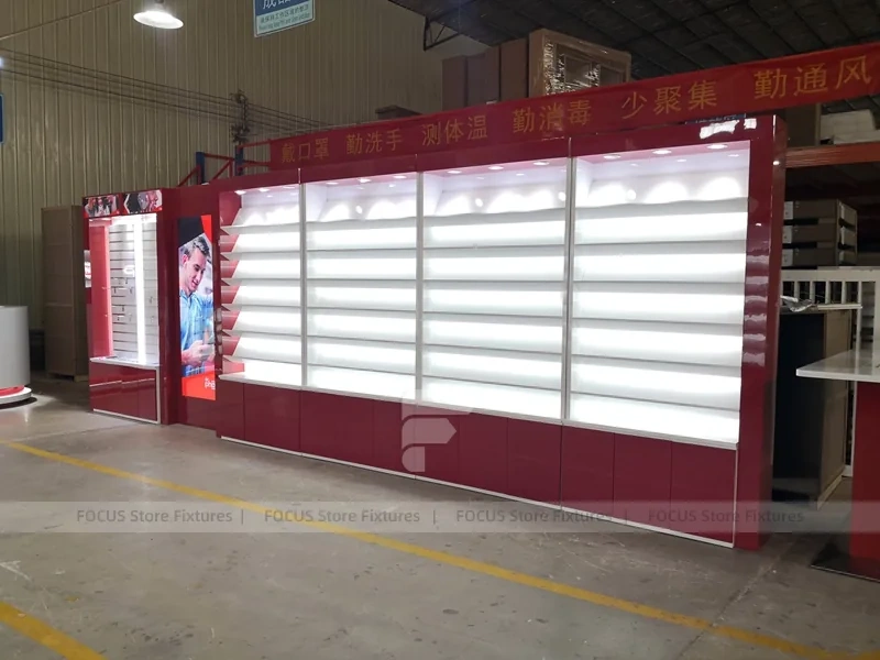 Burgundy Backlit Mobile Phone Wall Display
