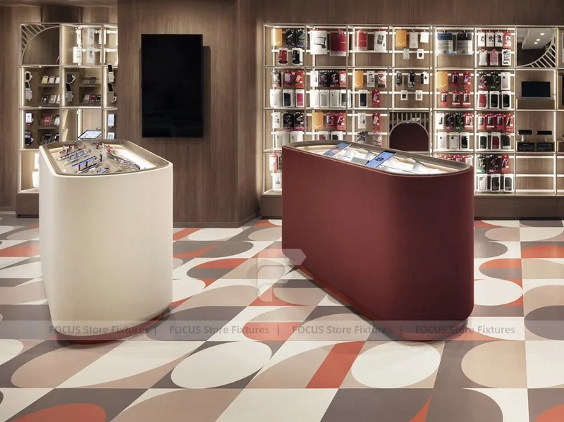 Burgundy Cream Mobile Accessories Counter Store