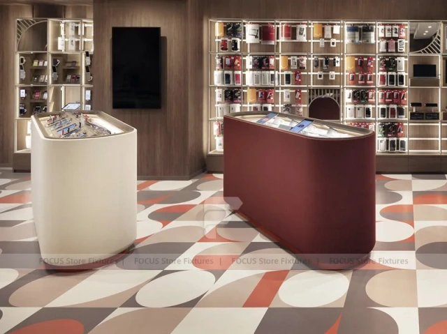 Burgundy Cream Mobile Accessories Counter Store