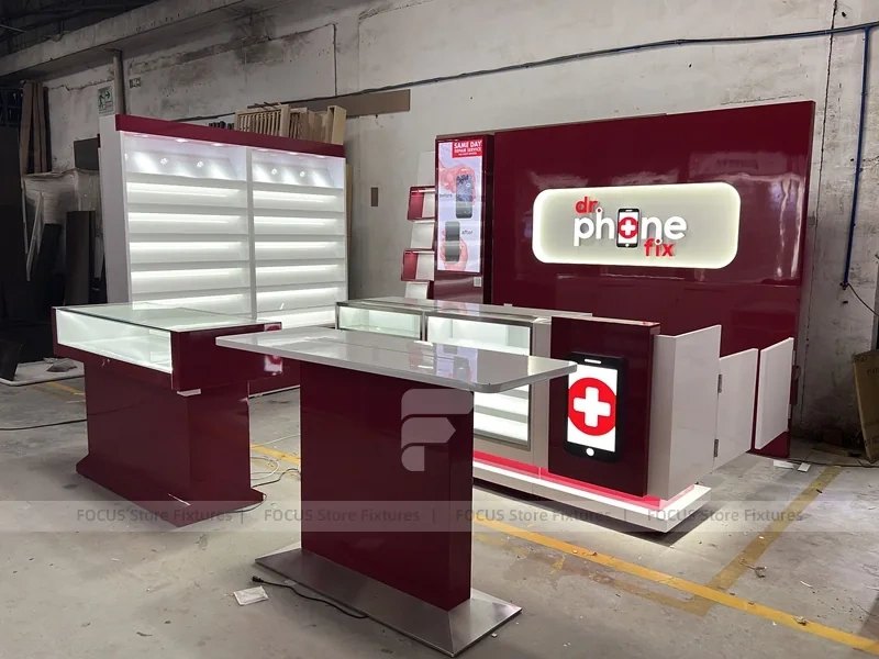 Burgundy Mobile Accessories Wall Store Fixture