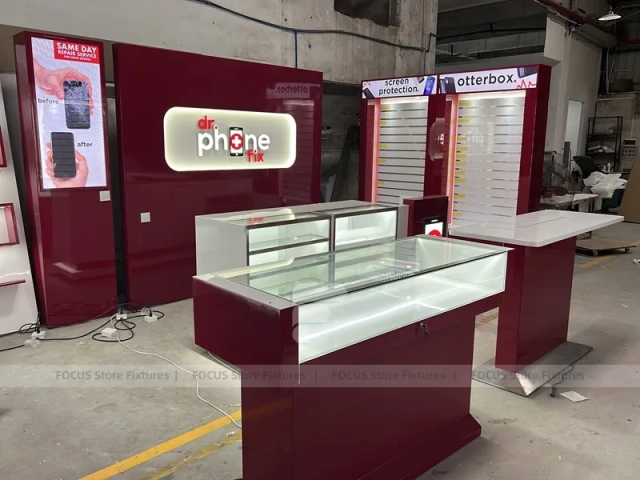 Burgundy Mobile Accessories Wall Store Fixture