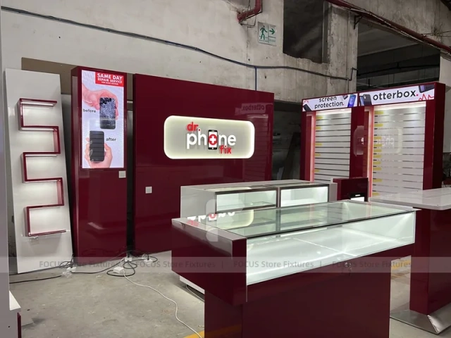 Burgundy Mobile Accessories Wall Store Fixture