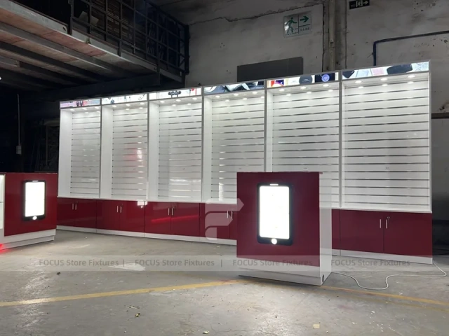 Burgundy White Mobile Phone Store Wall Fixture