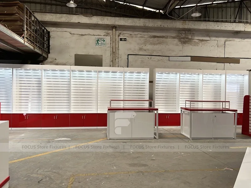 Burgundy White Mobile Phone Store Wall Fixture