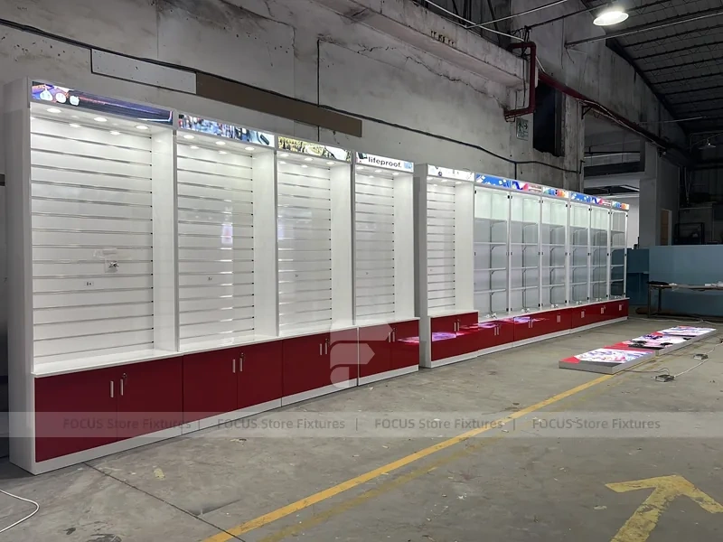 Burgundy White Mobile Phone Store Wall Fixture