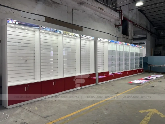 Burgundy White Mobile Phone Store Wall Fixture