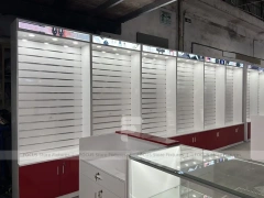 Burgundy White Mobile Phone Store Wall Fixture
