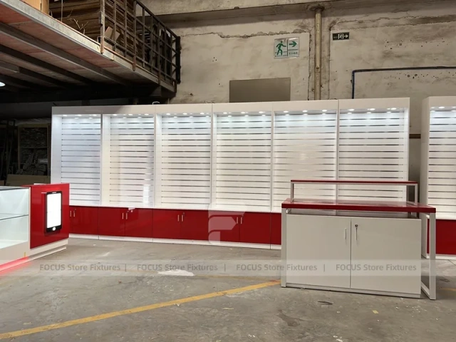 Burgundy White Mobile Phone Store Wall Fixture