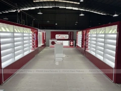 Burgundy White Phone Store Wall Display Layout