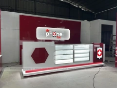 Burgundy White Phone Store Wall Display Layout