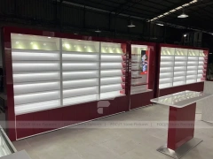 Burgundy White Phone Store Wall Display Layout
