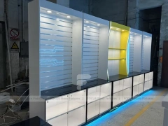 Burgundy White Phone Store Wall Display Layout