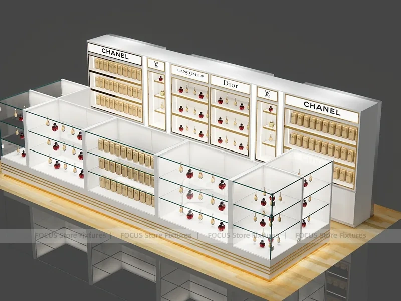 Chanel Dior White Cosmetics Wall Shelving