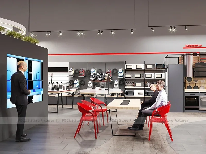 Circular White Mobile Electronics Showroom