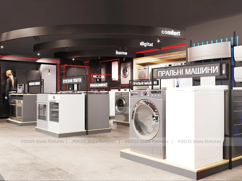 Circular White Mobile Electronics Showroom